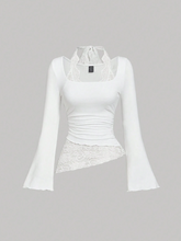 Lace Patchwork Asymmetrical Top